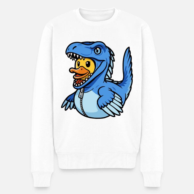 Dschungel-Dinosaurier mit Velociraptor - Männer Premium Bio Pullover - Weiß