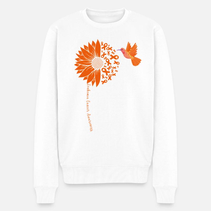 Blumenmotive mit summendem Kolibri - Männer Premium Bio Pullover - Weiß