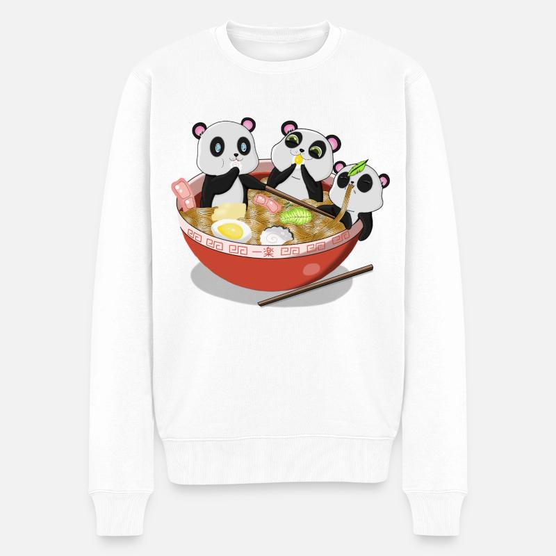 Ramen nouilles panda - Pull Premium bio Homme - blanc