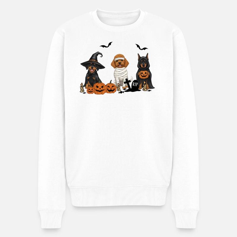 Hunde-Halloween - Männer Premium Bio Pullover - Weiß