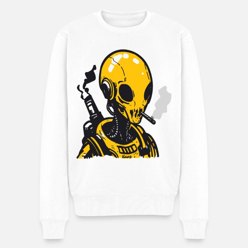 Futuristisches Schädel Astronaut Design - Männer Premium Bio Pullover - Weiß