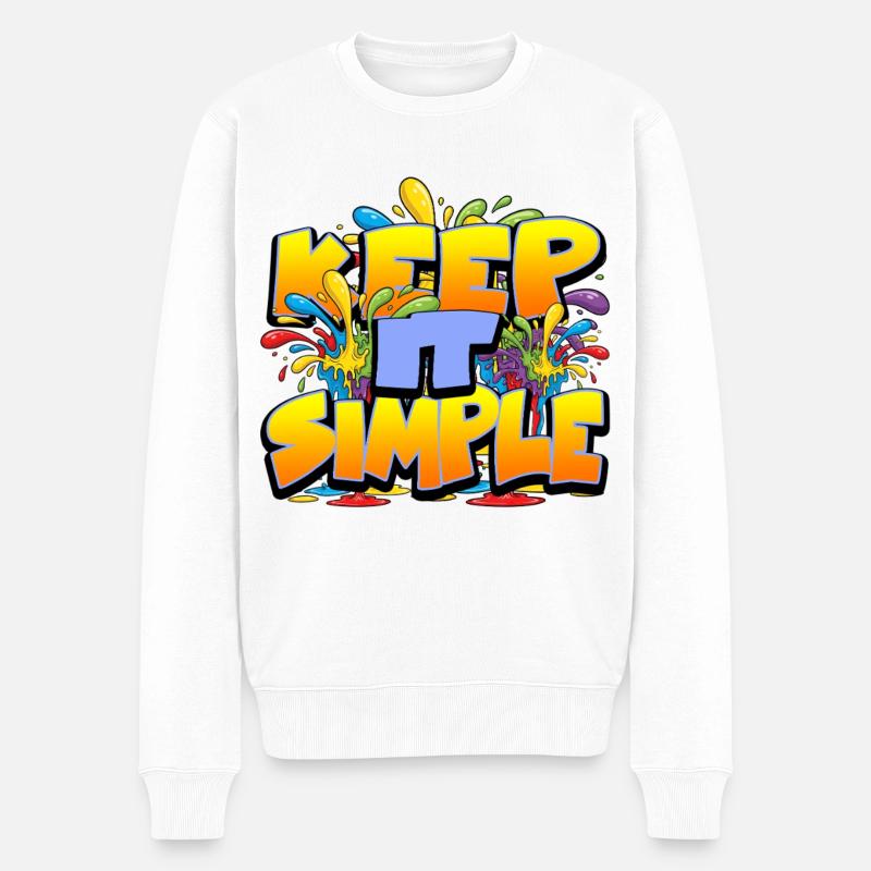 Bunter Slogan Keep it Simple - Männer Premium Bio Pullover - Weiß