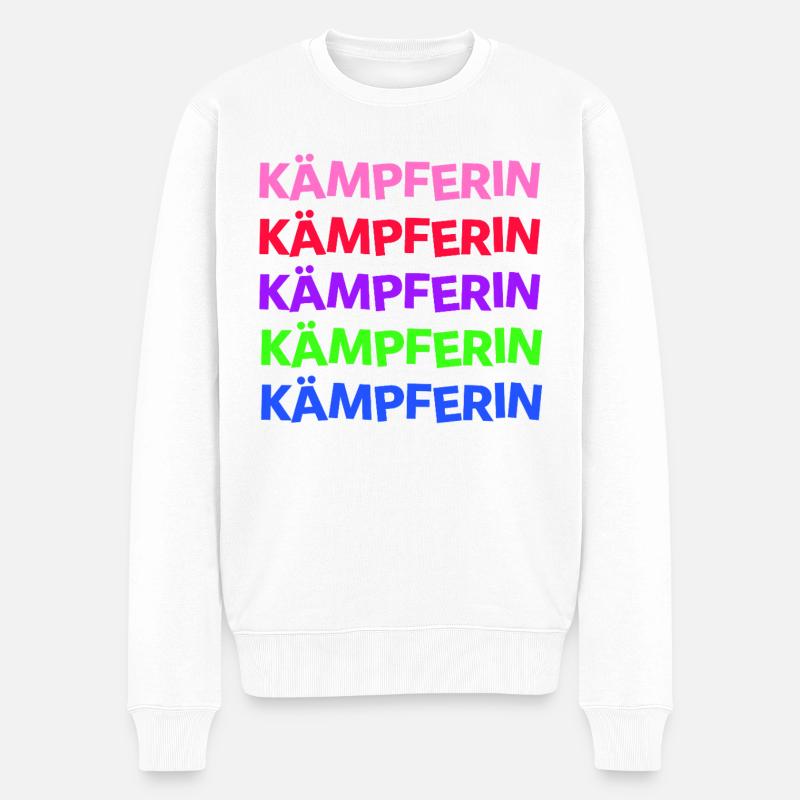Kämpferin - Mut Mädchen Frauen - Männer Premium Bio Pullover - Weiß