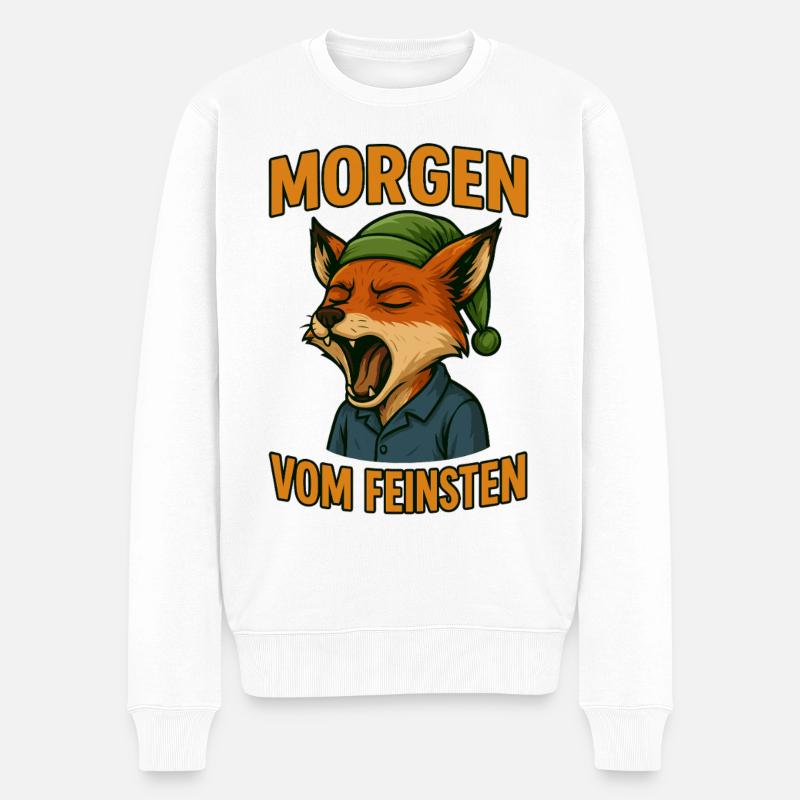 Yogahafter Fuchs mit Morgenmütze - Männer Premium Bio Pullover - Weiß