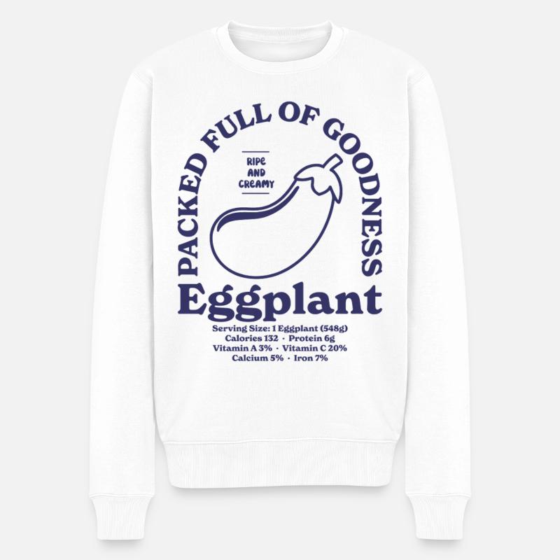 Aubergine - Männer Premium Bio Pullover - Weiß