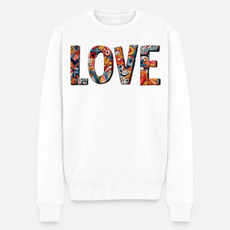 Kreatives Graffiti LOVE Design - Männer Premium Bio Pullover - Weiß