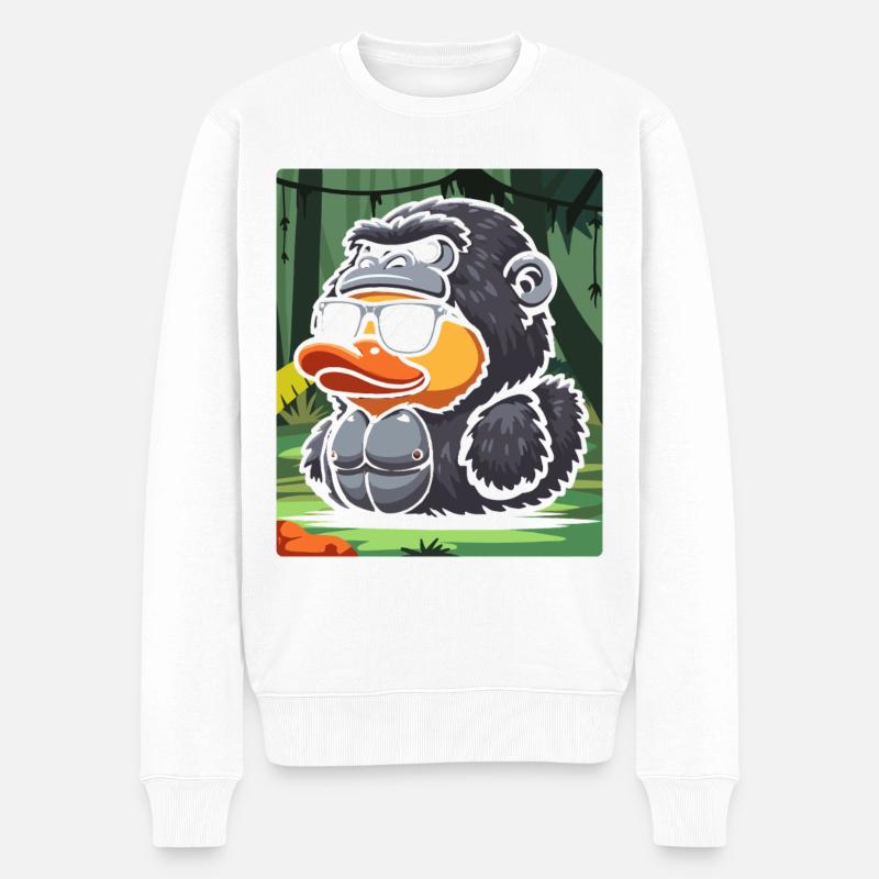 Urban Gorilla mit Sonnenbrille - Männer Premium Bio Pullover - Weiß