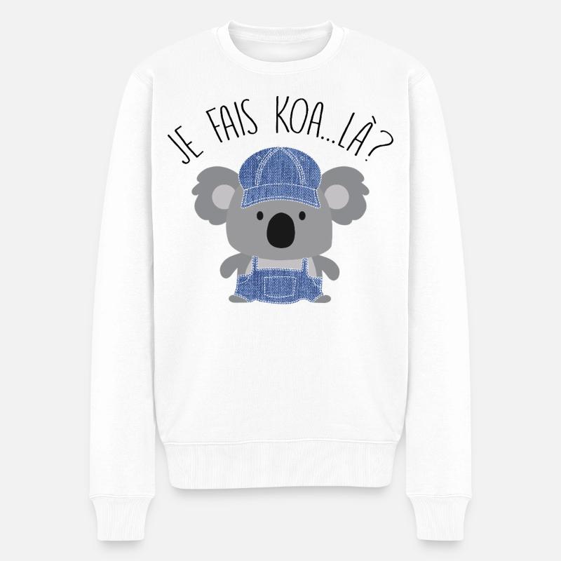 Koala Style Denim Casual - Männer Premium Bio Pullover - Weiß