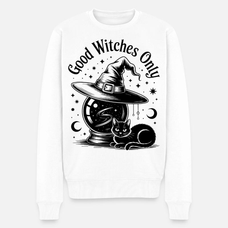 Hexenkaffee mit Zauberhut Illustration - Männer Premium Bio Pullover - Weiß
