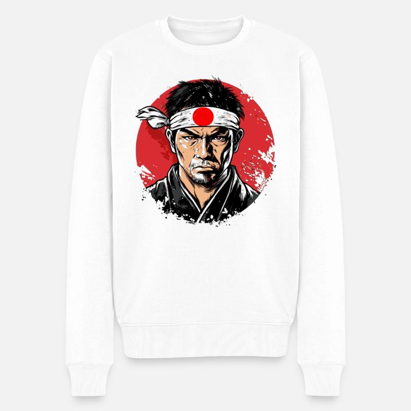 Japanischer Samurai-Krieger - Männer Premium Bio Pullover - Weiß