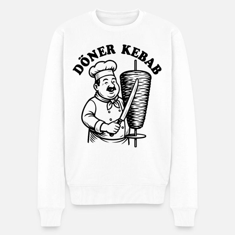 Döner Kebab - Fast Food - Spruch - Männer Premium Bio Pullover - Weiß