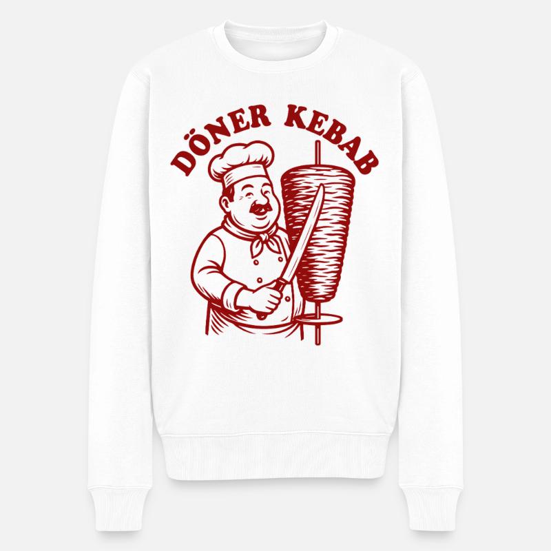 Döner Kebab - Restauration rapide - Spruch - Pull Premium bio Homme - blanc