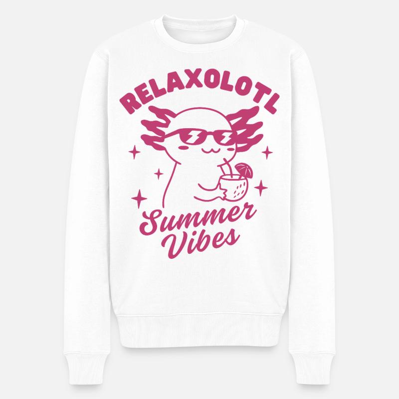 Relaxolotl Summer Vibes - Männer Premium Bio Pullover - Weiß