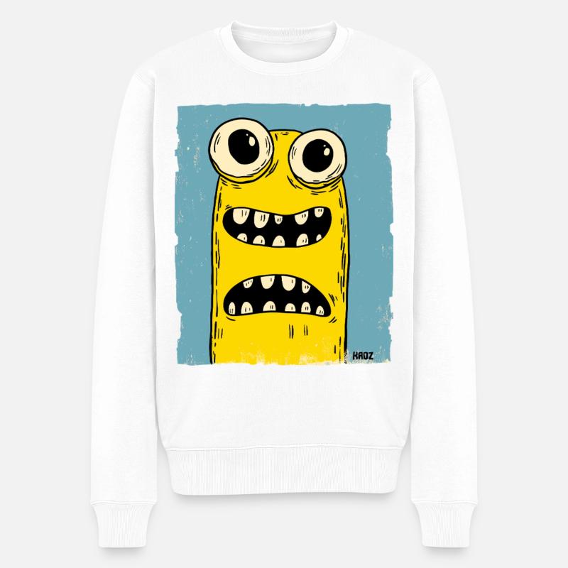 Lustiger Monster Wurm - Männer Premium Bio Pullover - Weiß