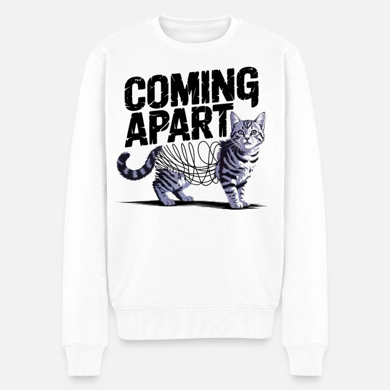 Auseinander kommen Katze - Männer Premium Bio Pullover - Weiß