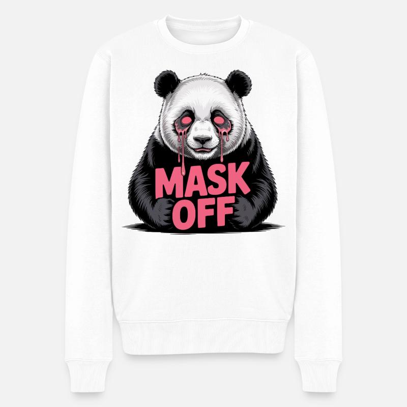 Maske aus Panda - Männer Premium Bio Pullover - Weiß