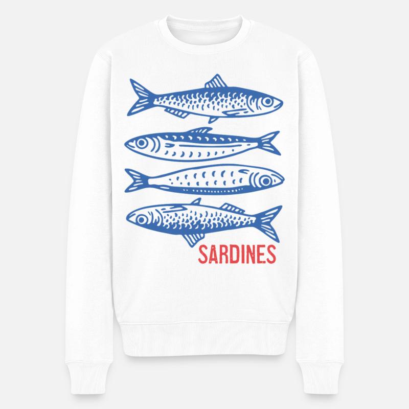 Sardinen - Männer Premium Bio Pullover - Weiß