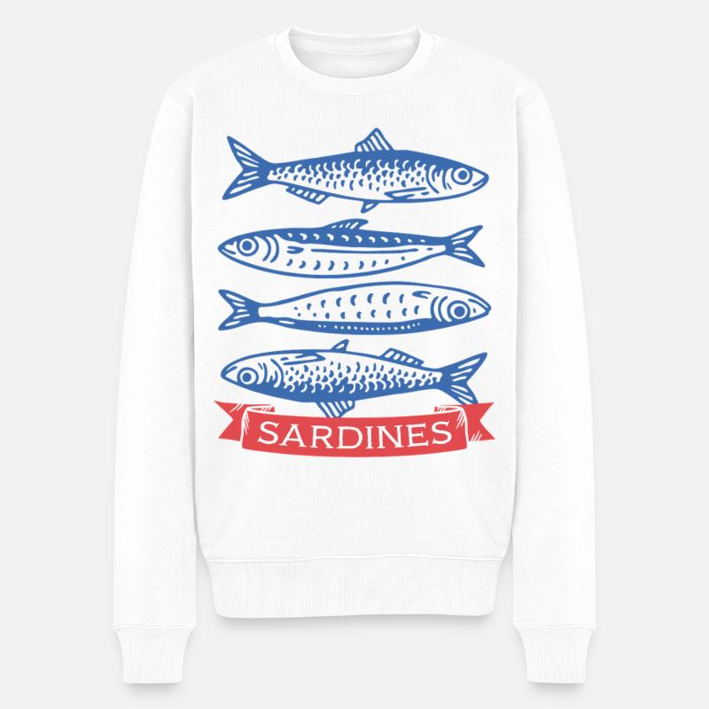 Sardinen - Männer Premium Bio Pullover - Weiß