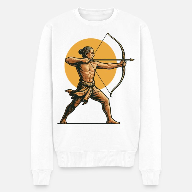 Archer Aim Bogenschießen Bogen Ziel Retro Design - Männer Premium Bio Pullover - Weiß