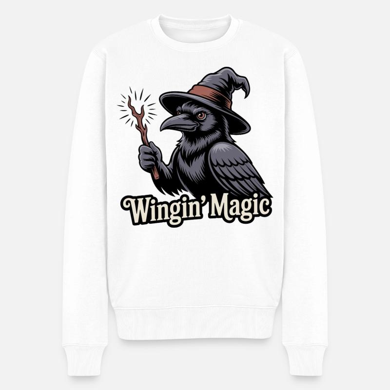 Wingin' Magic Raven - Männer Premium Bio Pullover - Weiß
