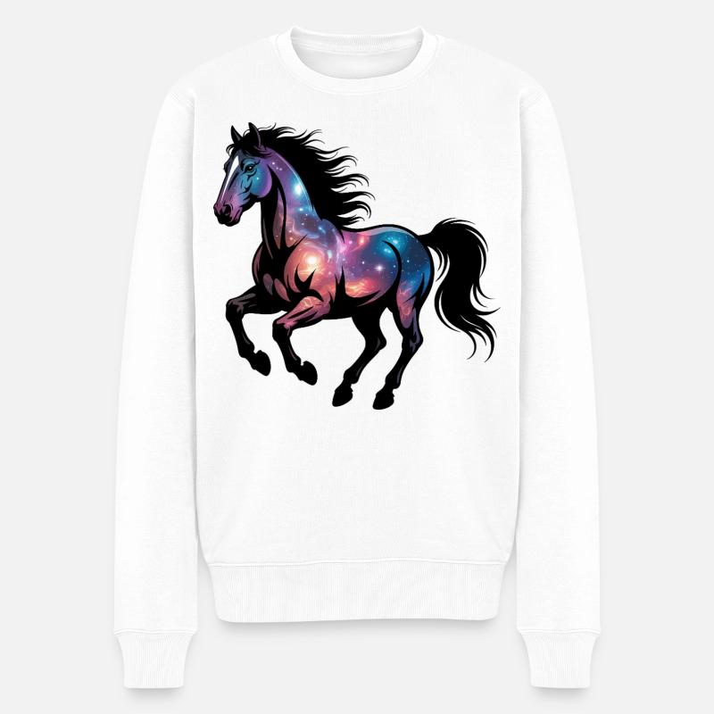 Galaxie-Pferd - Männer Premium Bio Pullover - Weiß