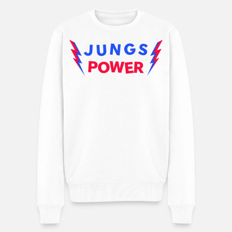 JUNGS POWER - Glücksbringer  - Männer Premium Bio Pullover - Weiß