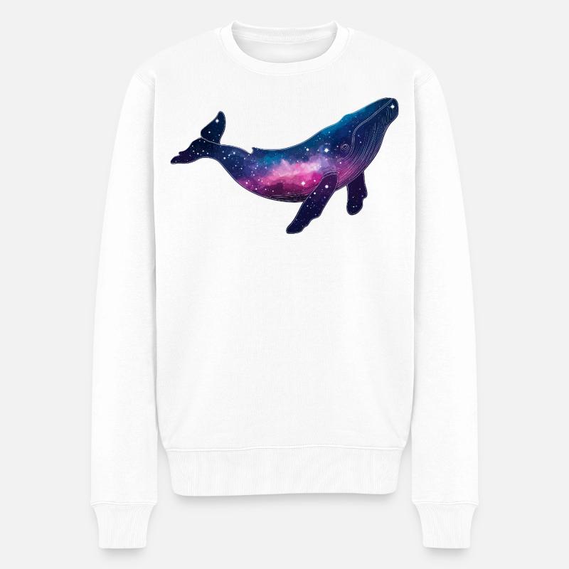 Baleine bisexuelle Queer Galaxy Whale Space - Pull Premium bio Homme - blanc