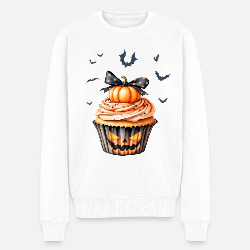 Halloween Cupcake Outfit Herbst - Männer Premium Bio Pullover - Weiß