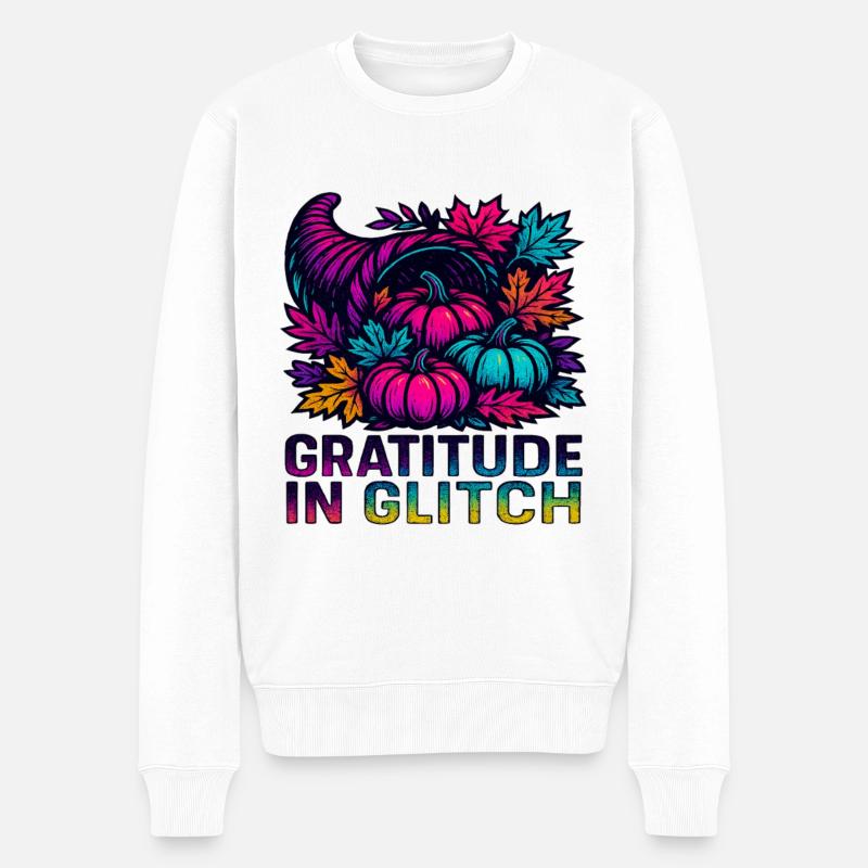 Glitchcore Thanksgiving - Pull Premium bio Homme - blanc
