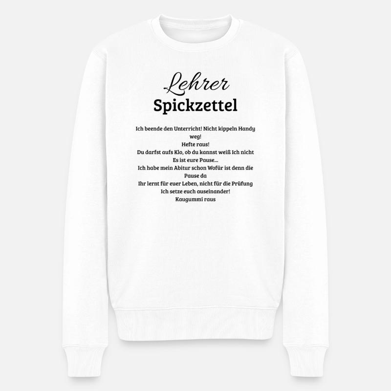 Lehrer Spickzettel, lustiges Geschenk für Lehrerin - Pull Premium bio Homme - blanc