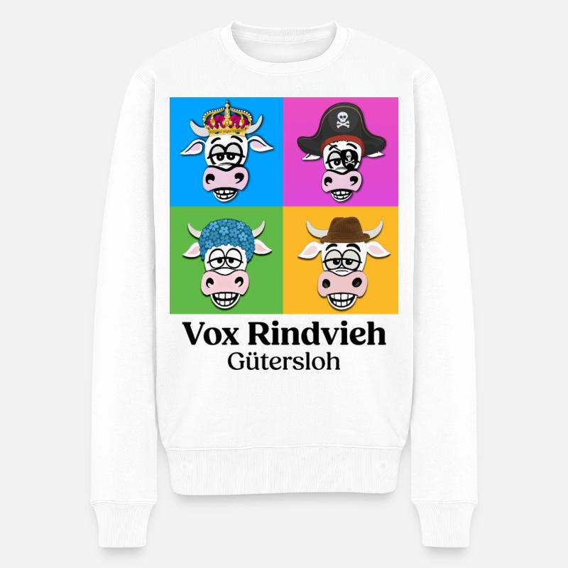 Kuhquartett-VR mit Text - Männer Premium Bio Pullover - Weiß