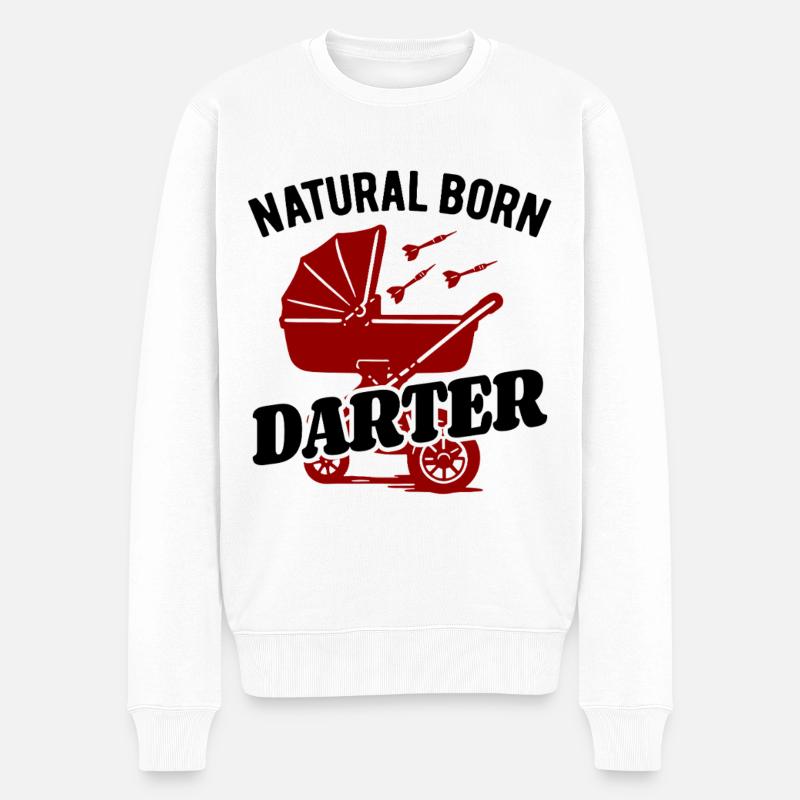 Natural Born Darter - Baby Dart Kinderwagen - Männer Premium Bio Pullover - Weiß