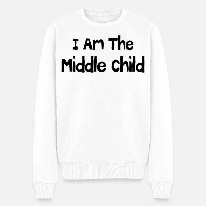 Ich bin das mittlere Kind - Männer Premium Bio Pullover - Weiß