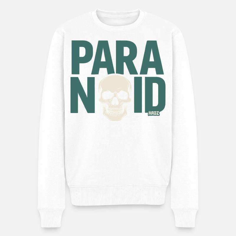 Paranoid Totenkopf  - Männer Premium Bio Pullover - Weiß