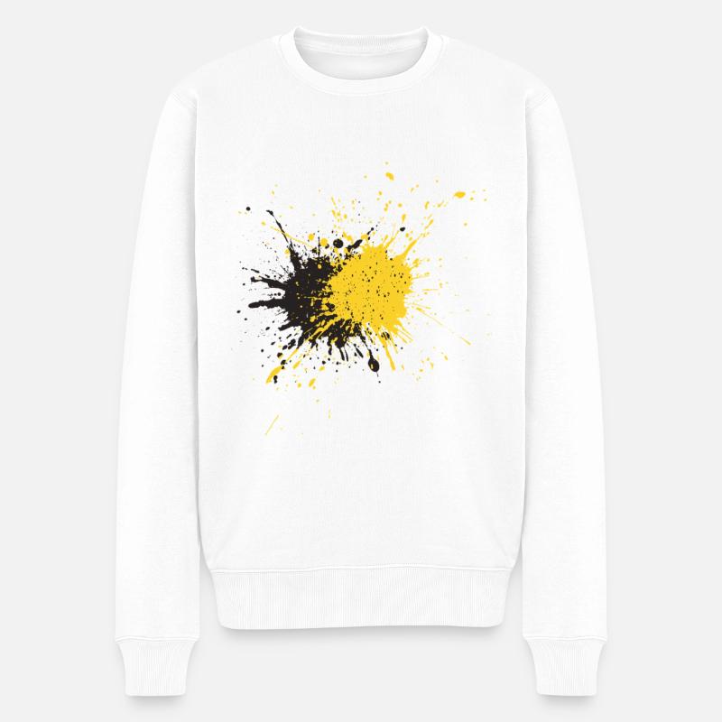 Abstrakter Goldsplatters Druck - Männer Premium Bio Pullover - Weiß
