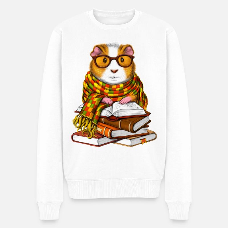 Meerschweinchen-Lesebücher - Männer Premium Bio Pullover - Weiß