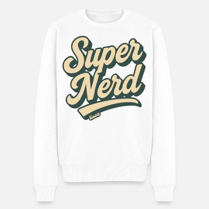 Super Nerd Retro Script - Männer Premium Bio Pullover - Weiß