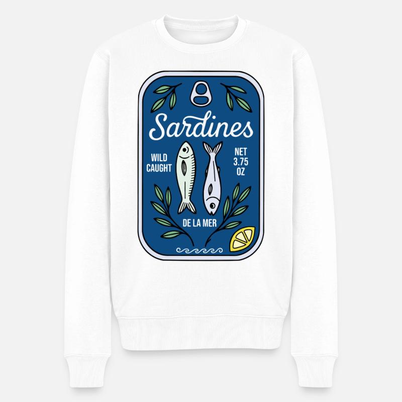Sardinen - Männer Premium Bio Pullover - Weiß