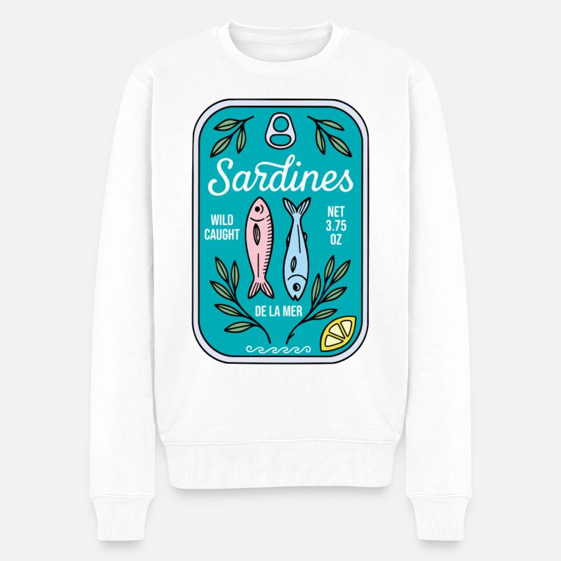 Sardinen - Männer Premium Bio Pullover - Weiß