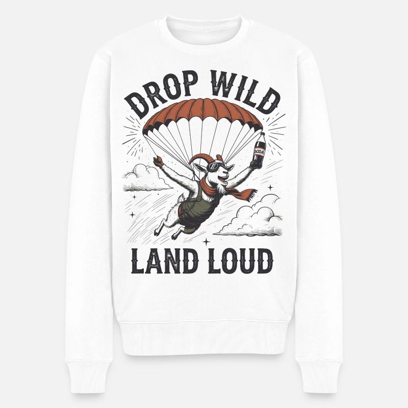 Drop Wild Land Laut - Männer Premium Bio Pullover - Weiß