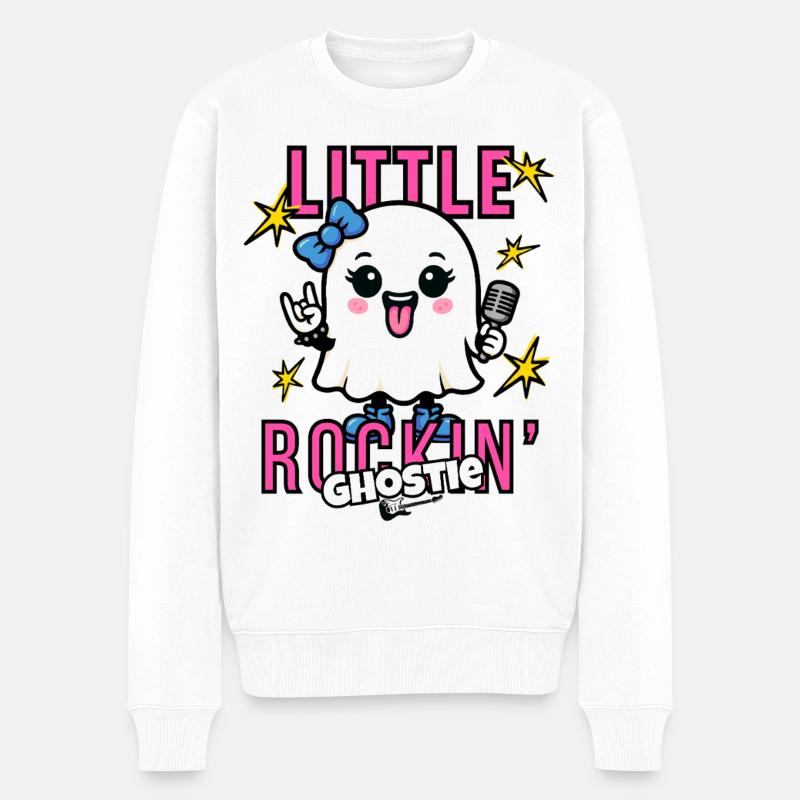 Rock Geist - Little Rockin`Ghost - Männer Premium Bio Pullover - Weiß