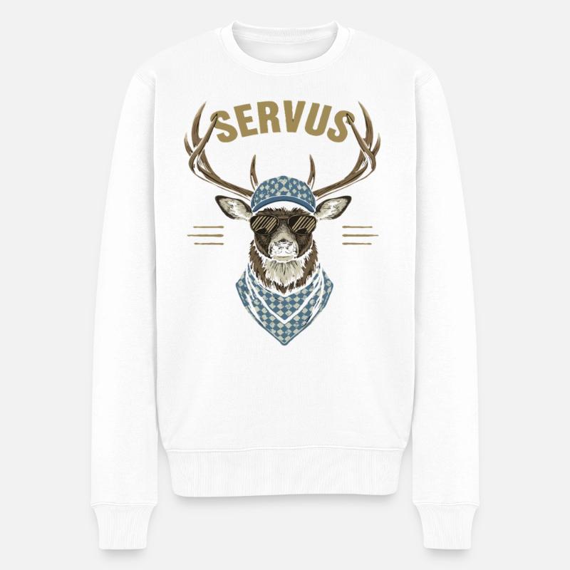 Alpen Hirsch Servus Hirschgeantler Tracht Oktober - Pull Premium bio Homme - blanc