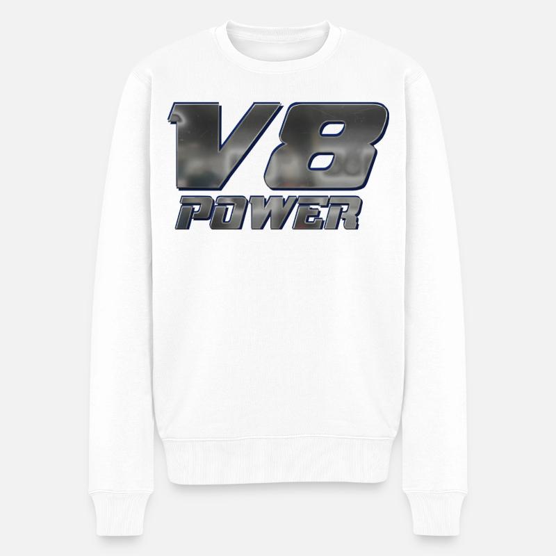 V8-Leistung - Männer Premium Bio Pullover - Weiß