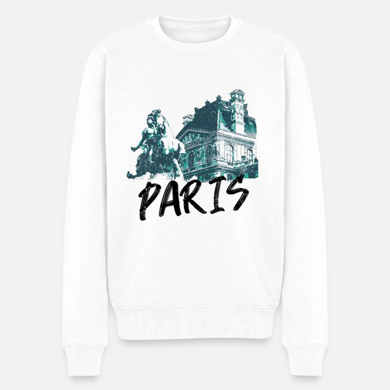 Paris, Statue Équestre et Architecture - Pull Premium bio Homme - blanc
