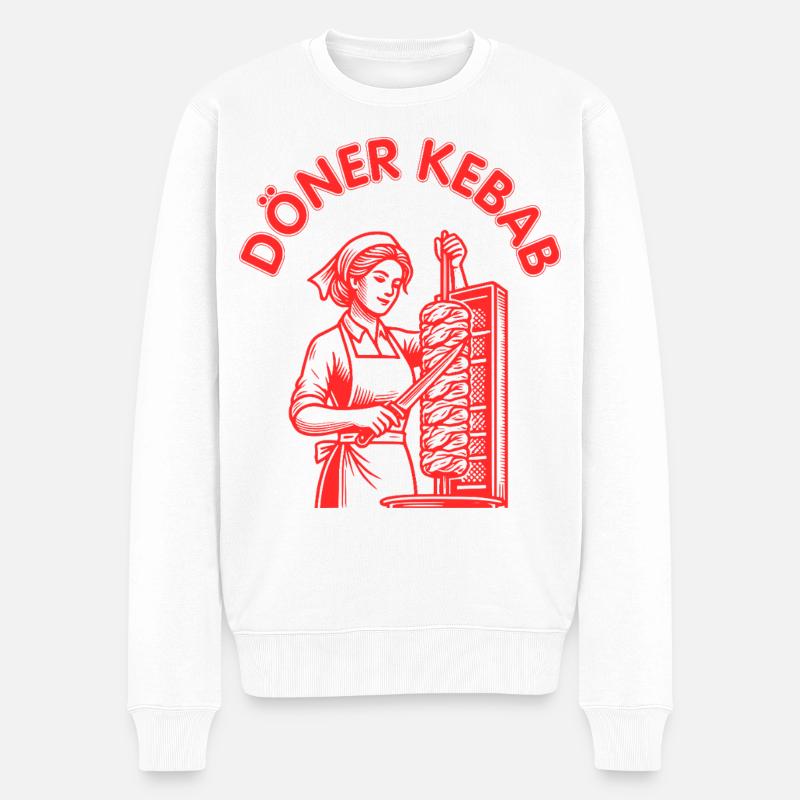 Döner kebab frau - Männer Premium Bio Pullover - Weiß