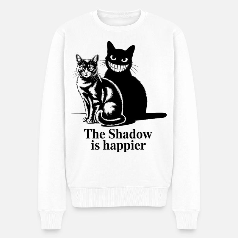 Shadow Cats Silhouette Duo - Männer Premium Bio Pullover - Weiß