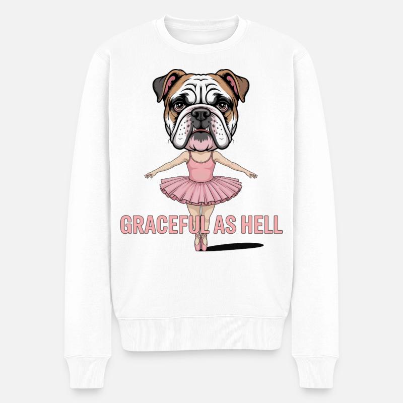 Ballerine bouledogue : gracieuse comme l’enfer - Pull Premium bio Homme - blanc
