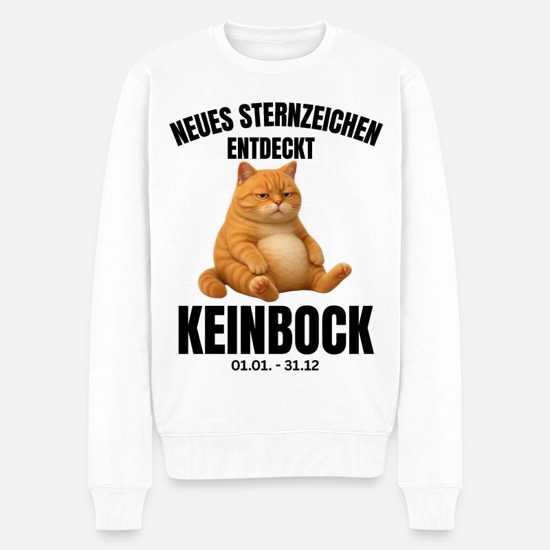 KEINBOCK Chat Horoscope du zodiaque Chat - Pull Premium bio Homme - blanc