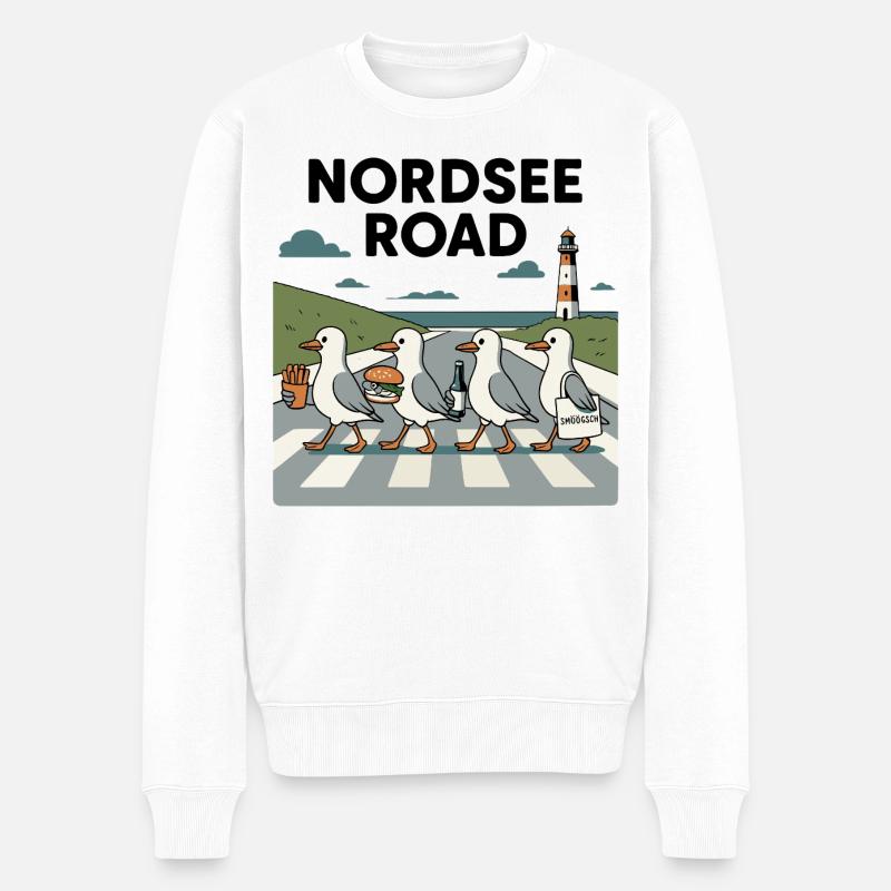 Nordseeroad Möwen - Männer Premium Bio Pullover - Weiß