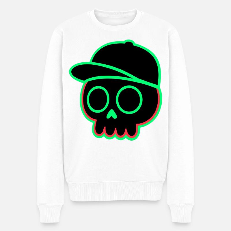 Neon Schädel Cap - Männer Premium Bio Pullover - Weiß